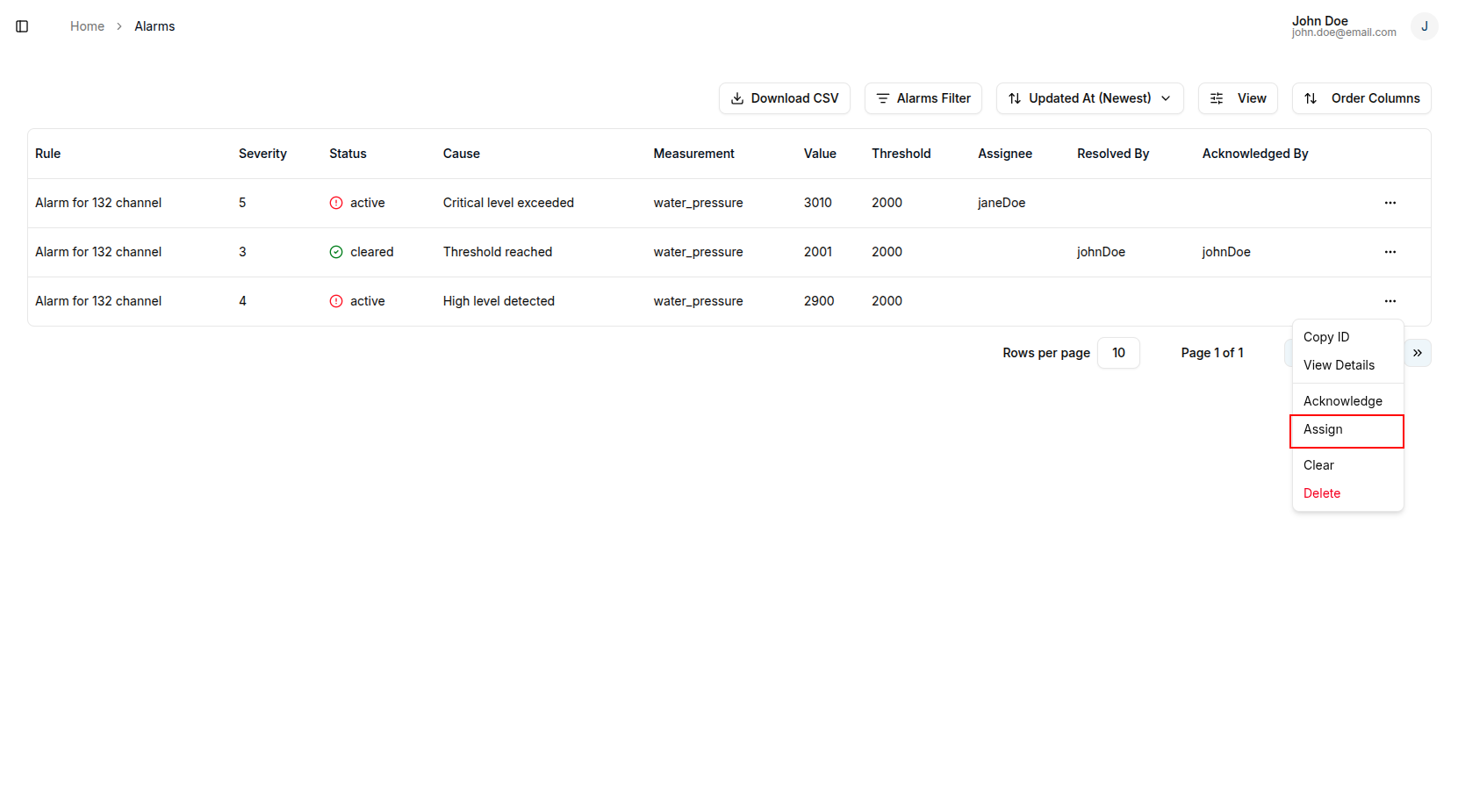 Assign option